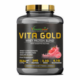 Vitaminnica Vita Gold Whey Protein Blend- Strawberry Cheese Cake Flavour | Whey Concentrate, Hydrolysed, Isolate Blend | 5 Lbs- 75 Servings