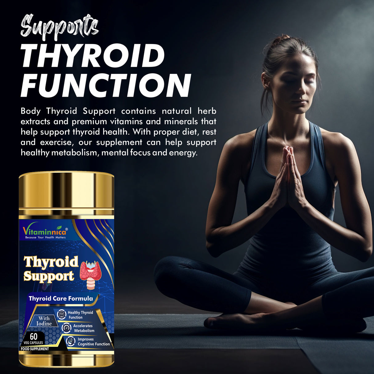 Vitaminnica Thyroid Support - Healthy Thyroid Function- 60 Capsules