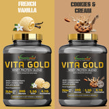 Vitaminnica Vita Gold Whey Protein Blend | Whey Concentrate, Hydrolysed, Isolate Blend | 5 Lbs- 75 Servings