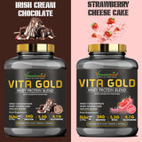 Vitaminnica Vita Gold Whey Protein Blend- Irish Cream Chocolate Flavour | Whey Concentrate, Hydrolysed, Isolate Blend | 5 Lbs- 75 Servings