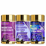 Vitaminnica Magnesium Bisglycinate+ Boswellia Serrata+ Multi Vita Men- Combo Pack| 180 Capsules